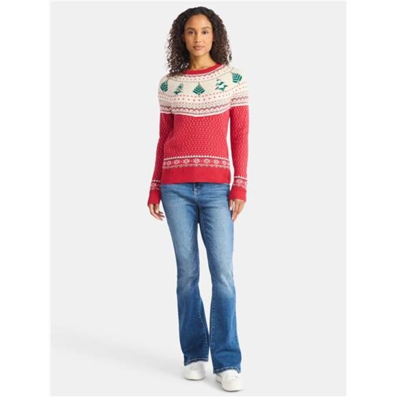 Women's & Women's Plus Pretty Christmas Sweater, Sizes XXS-4X - Picture 2 of 5